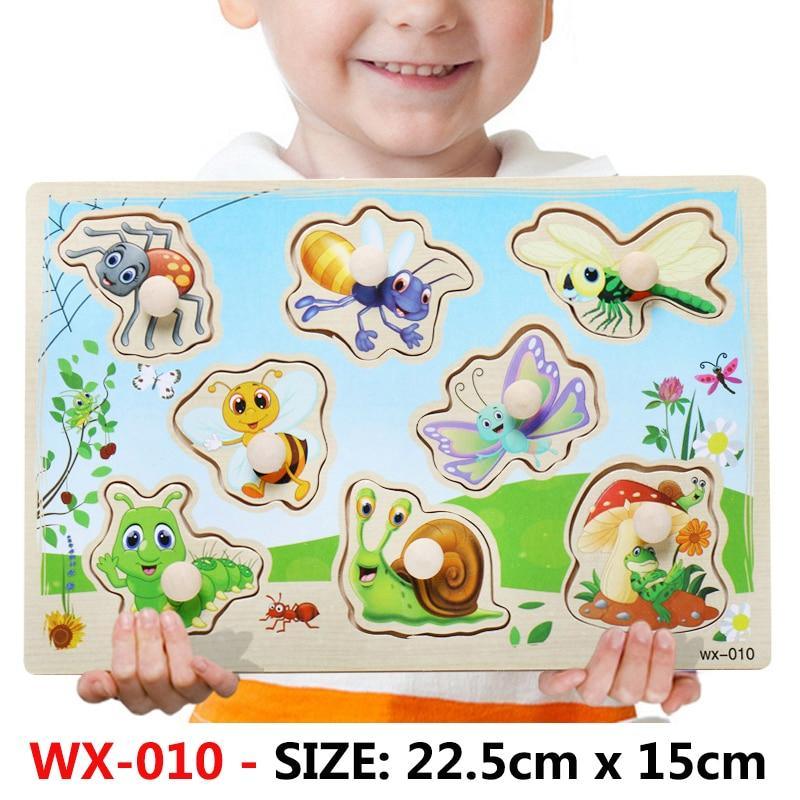 New Hand Grab Board Wooden Puzzle Toys for Children Cartoon Animal Fruit Kids Baby Early Educational Learning Toy