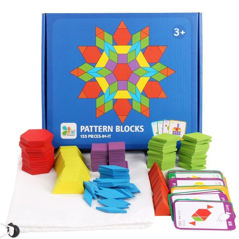 155pcs Wooden Puzzle Board Set Colorful Baby Educational Toys for Children Learning Developing Toy For Kids Puzzle