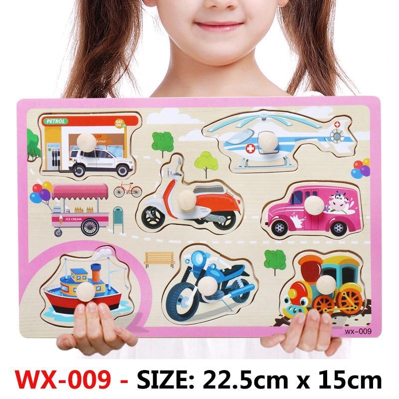 New Hand Grab Board Wooden Puzzle Toys for Children Cartoon Animal Fruit Kids Baby Early Educational Learning Toy