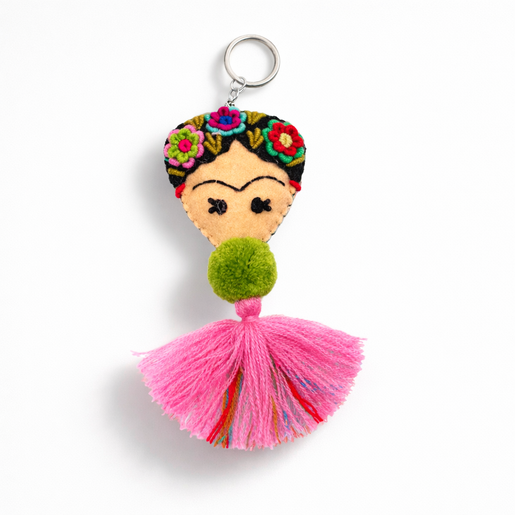 Frida Kahlo Embroidered Keychain / Zipper Pull - Mexico
