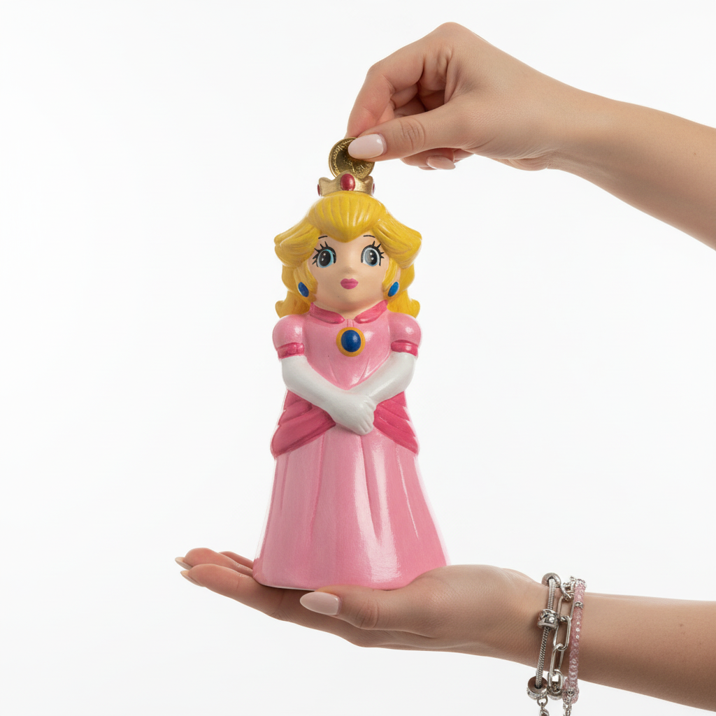 Hucha de cerdito princesa rosa