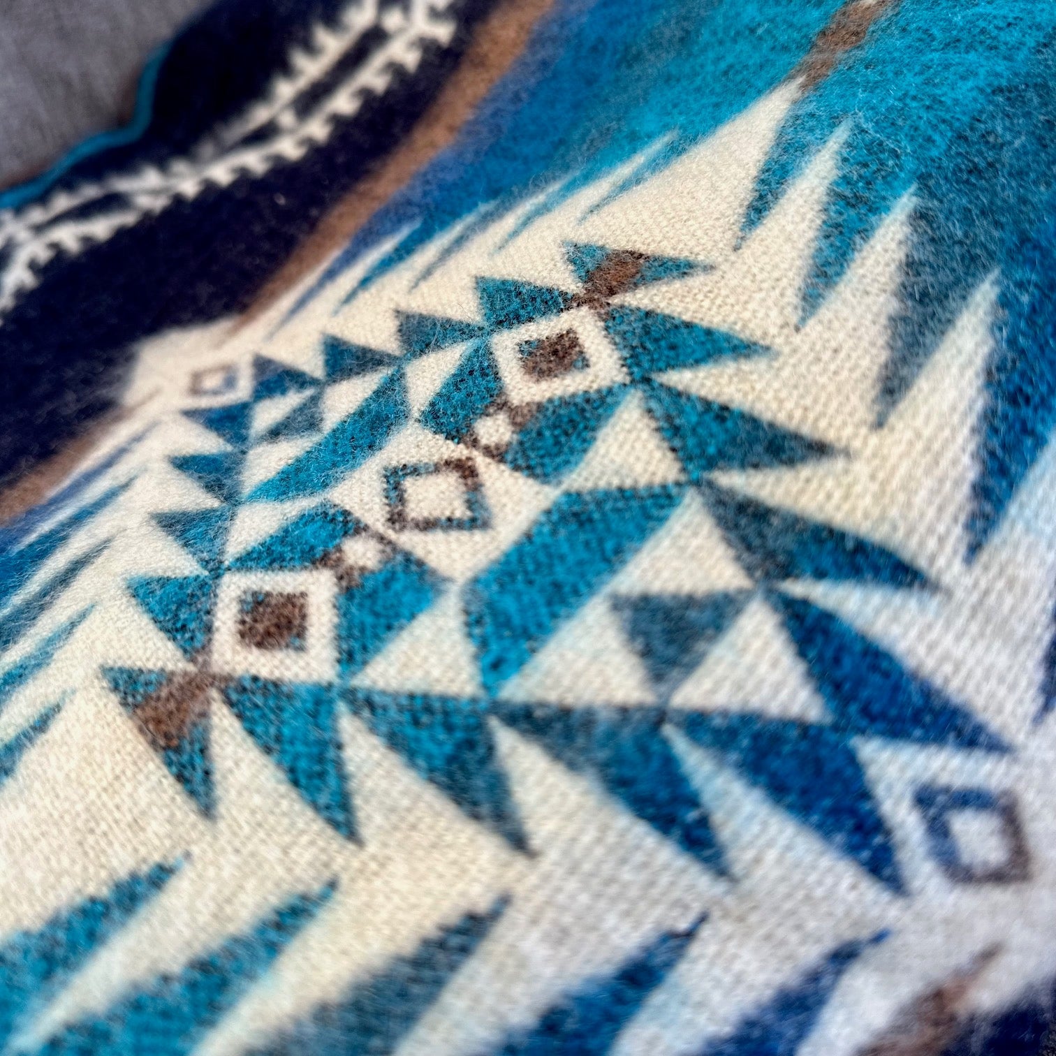 Manta de lana de alpaca andina - Azul cobalto