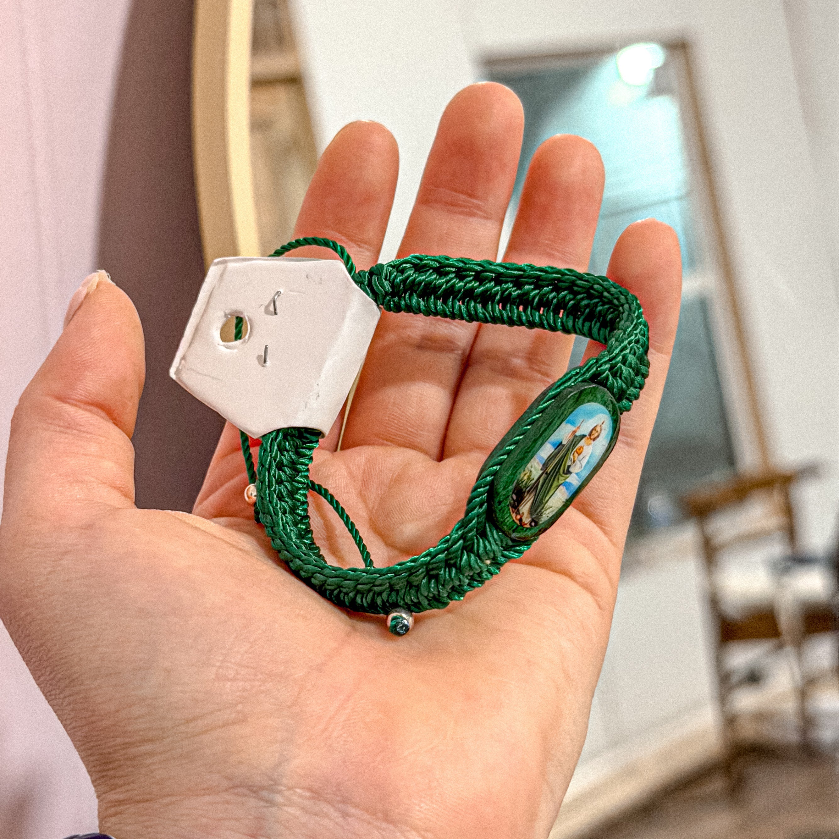 Pulsera ajustable verde de San Judas
