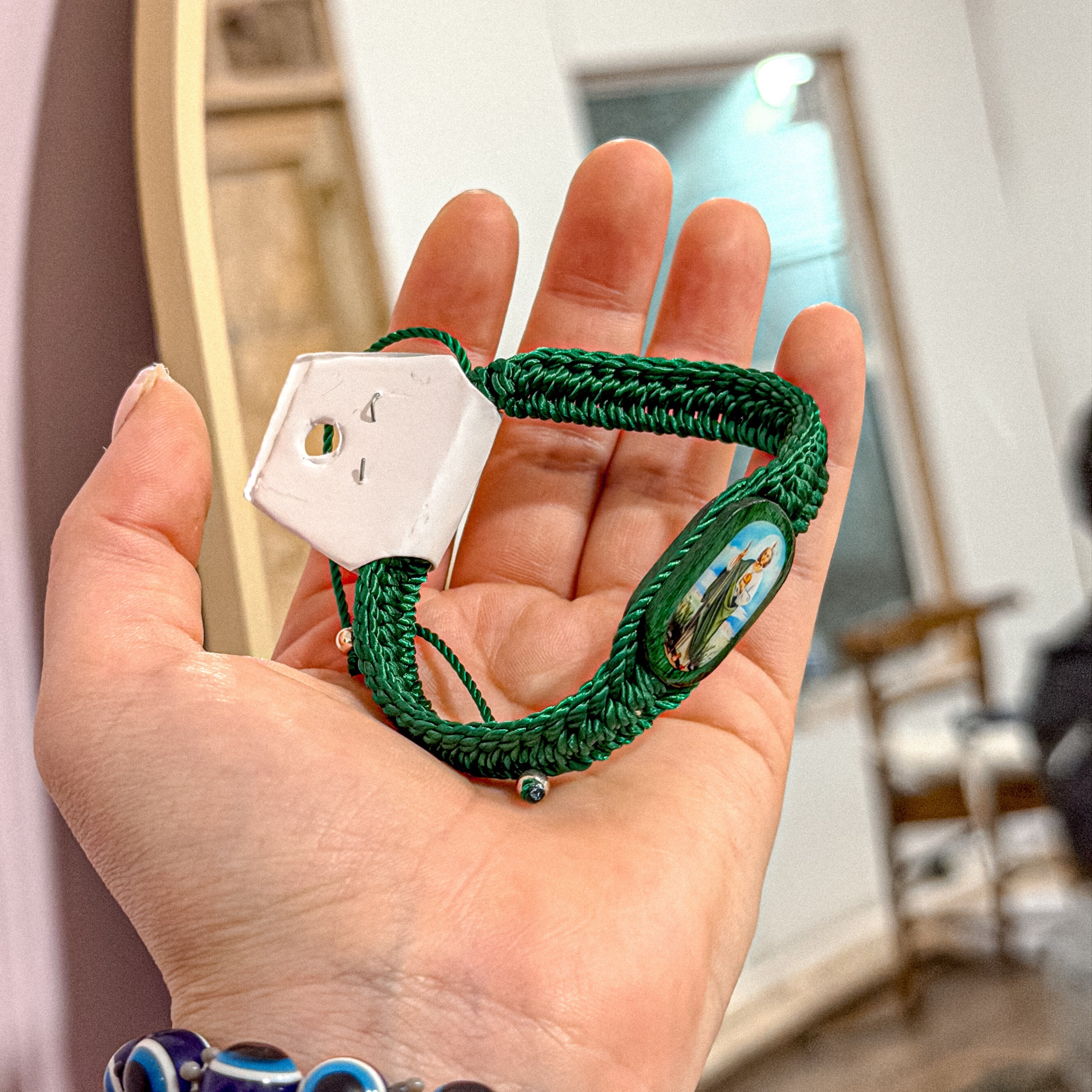 Pulsera ajustable verde de San Judas