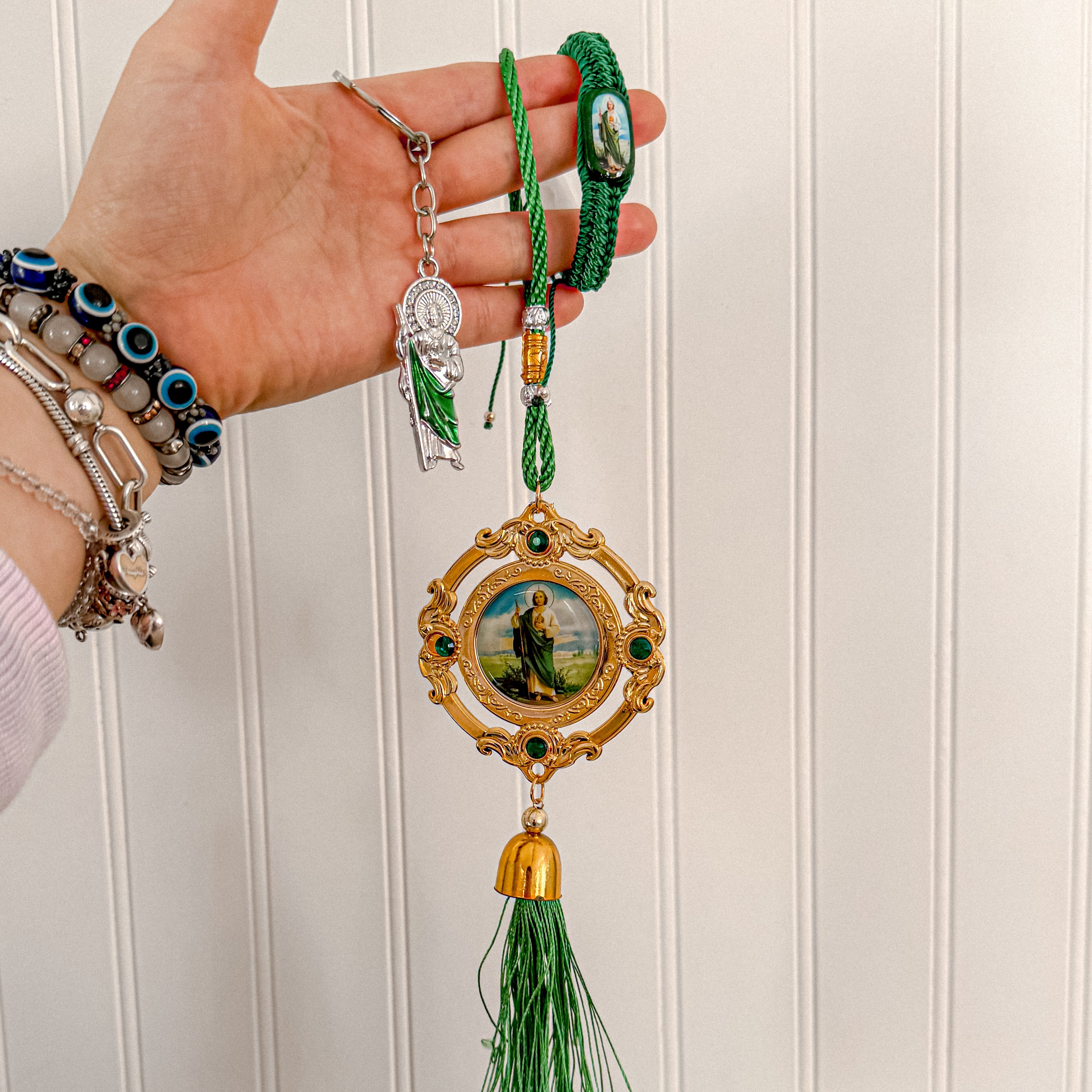 Pulsera ajustable verde de San Judas