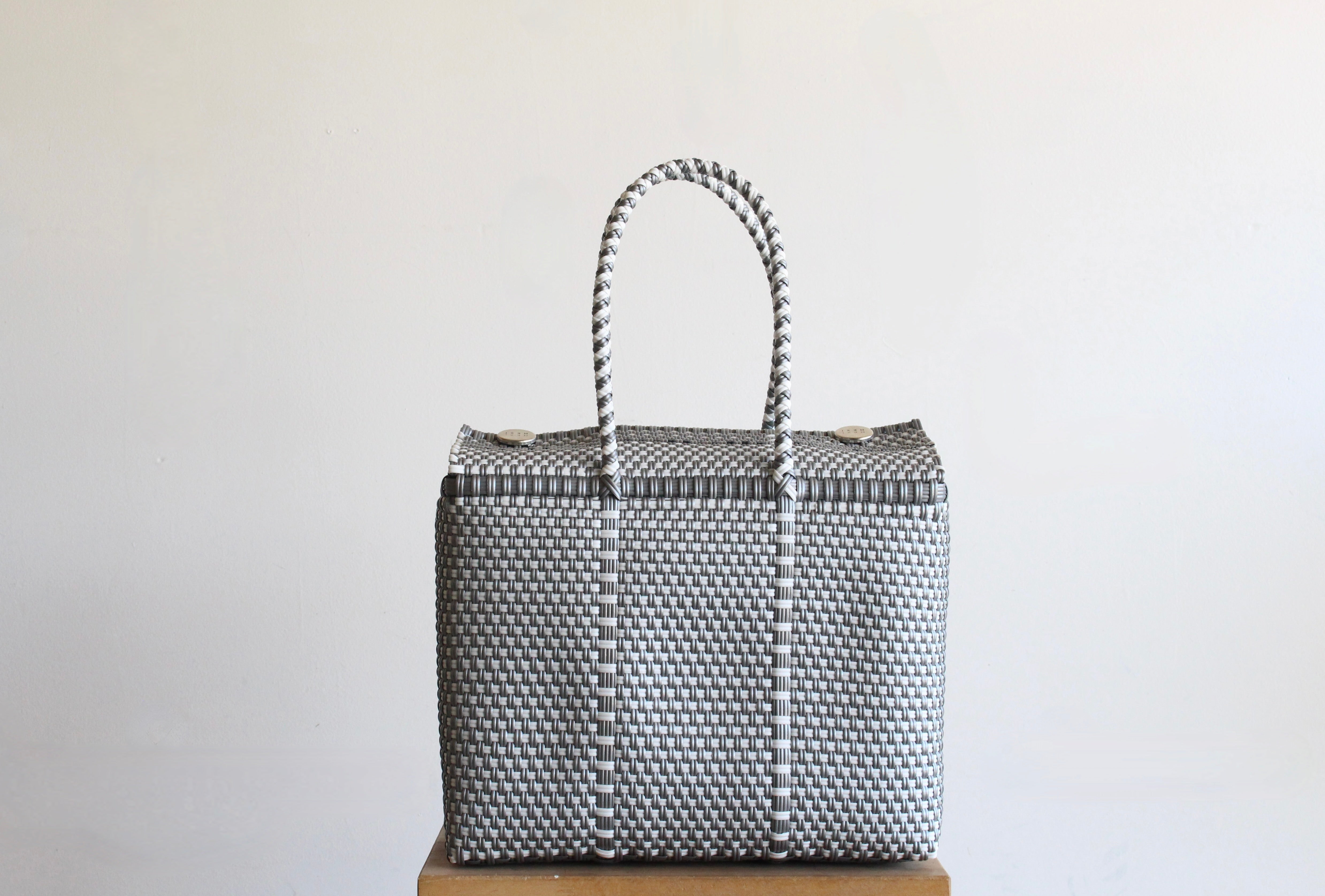 Silver and White Medium Handbag by MexiMexi