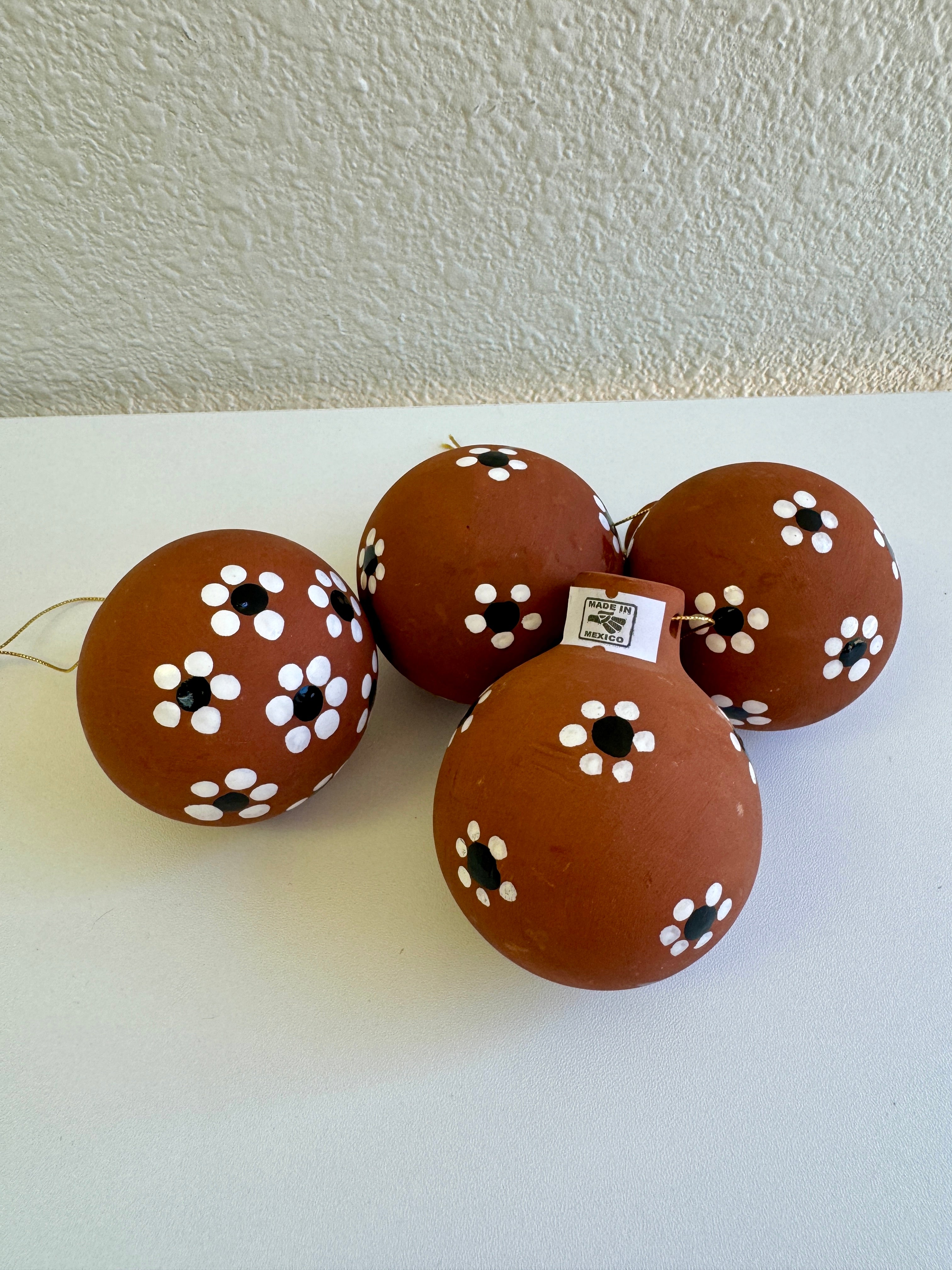 Mexican Ornaments, Hand Painted, Christmas barro