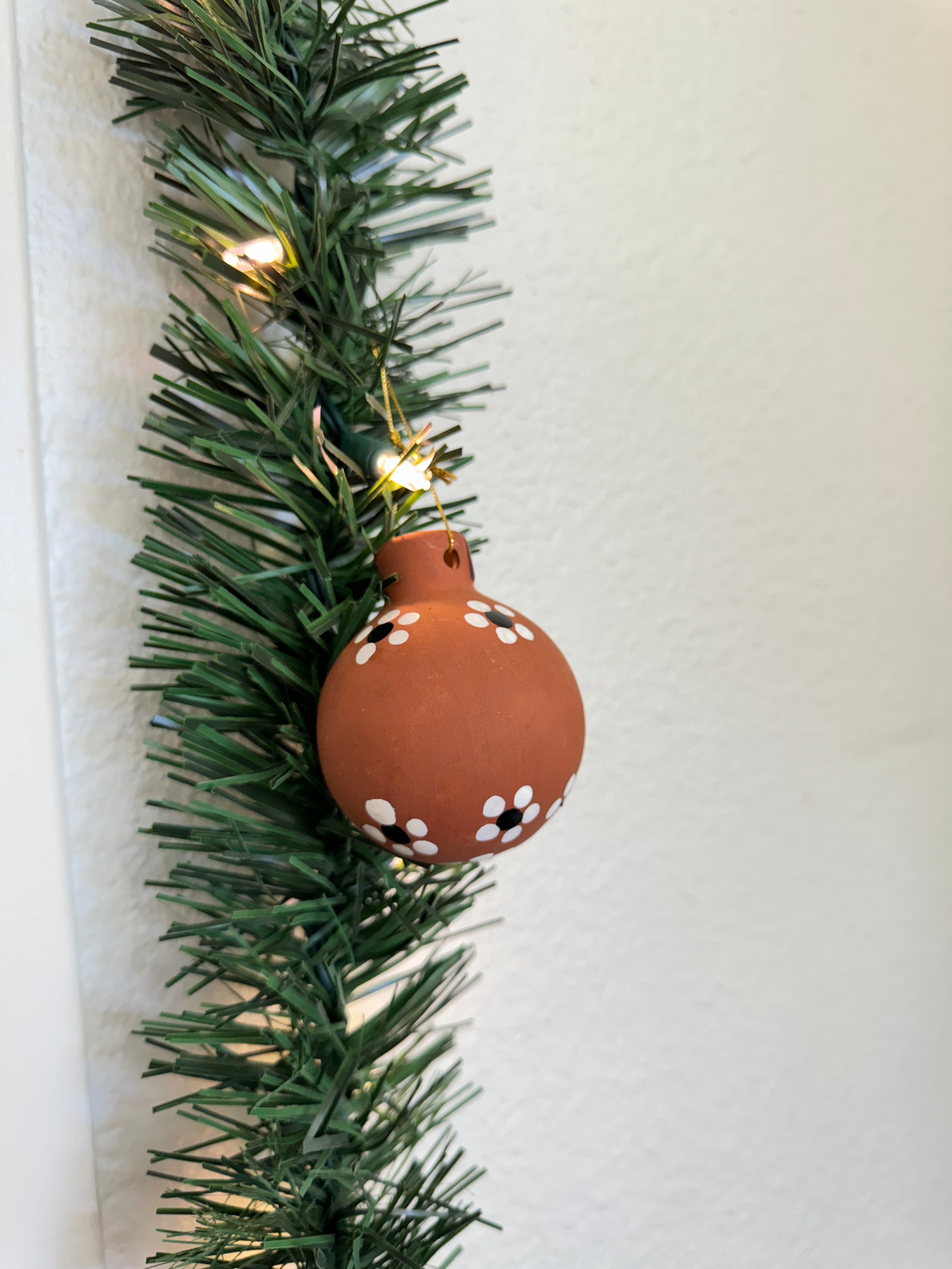 Mexican Ornaments, Hand Painted, Christmas barro
