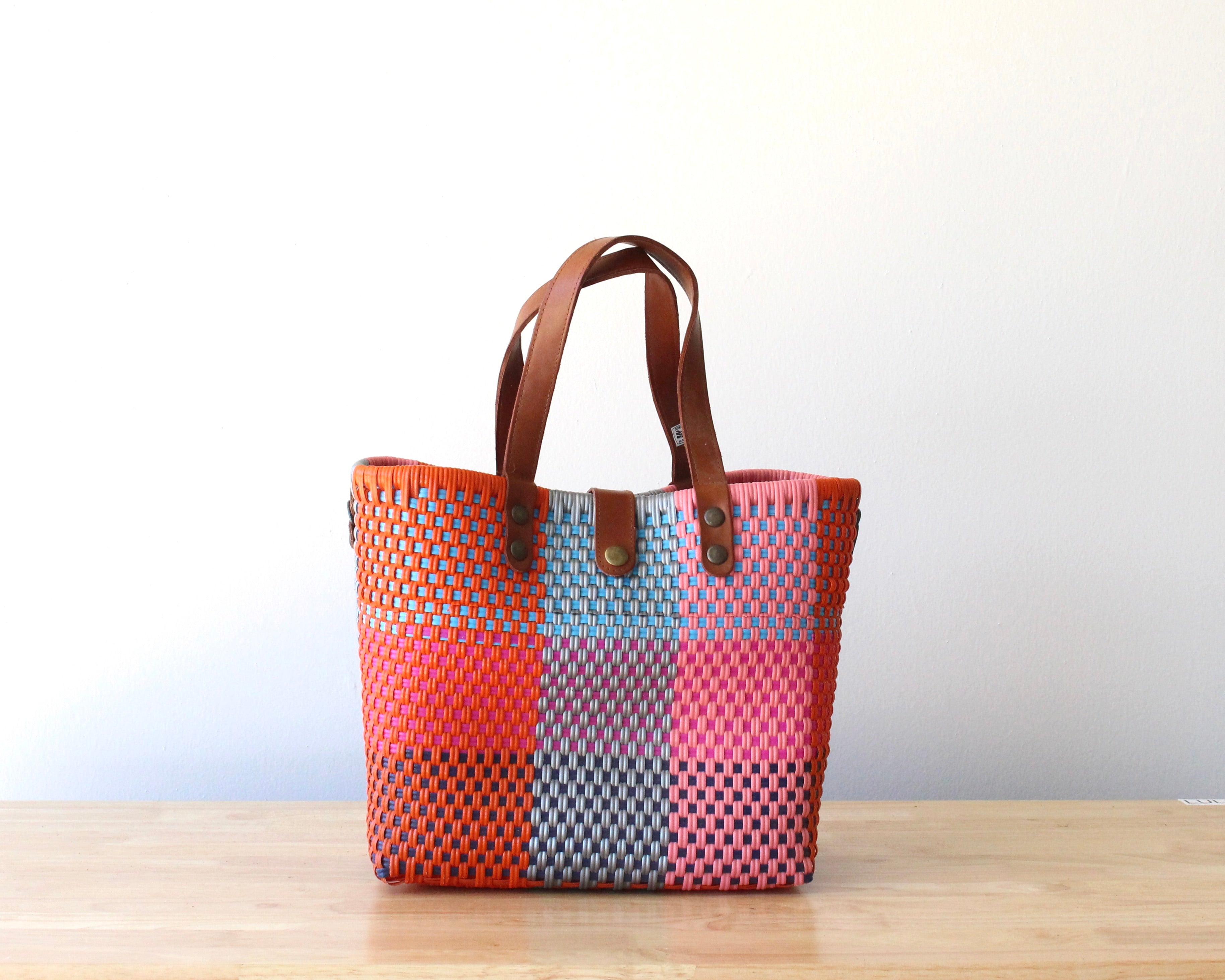 Vibrant Handmade MexiMexi Artisan Bag | Unique, Colorful Design with Leather Handles