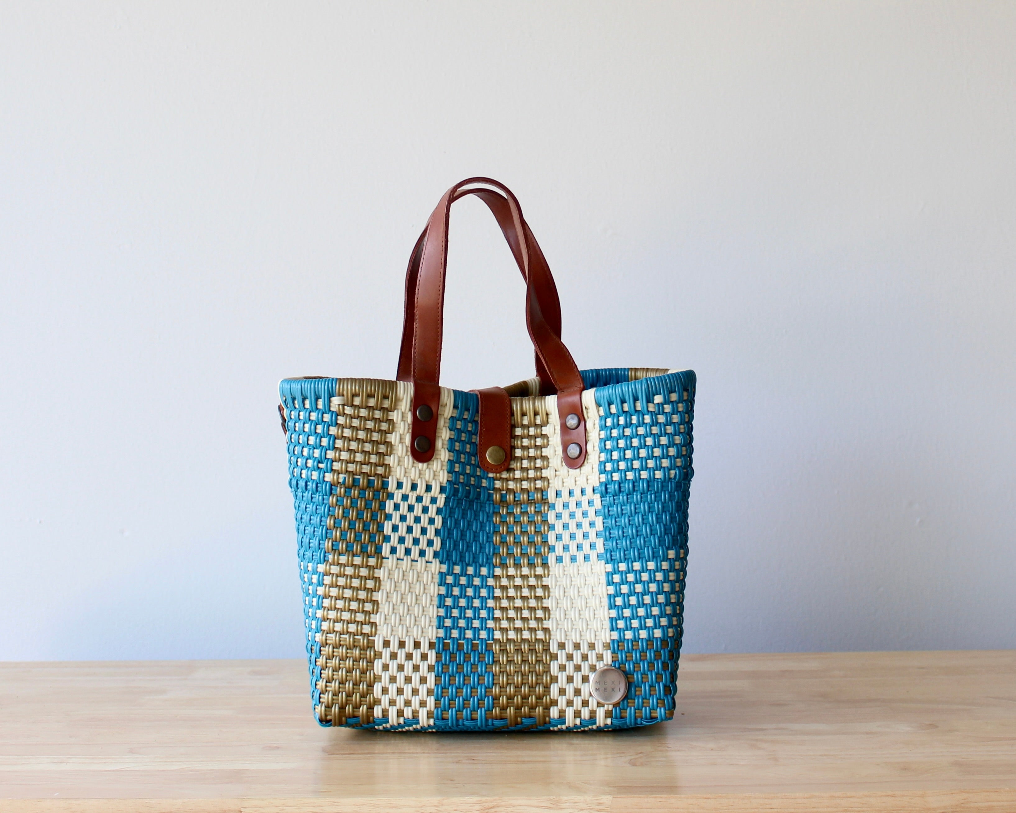 Ocean Blue & Gold Handwoven Purse by MexiMexi