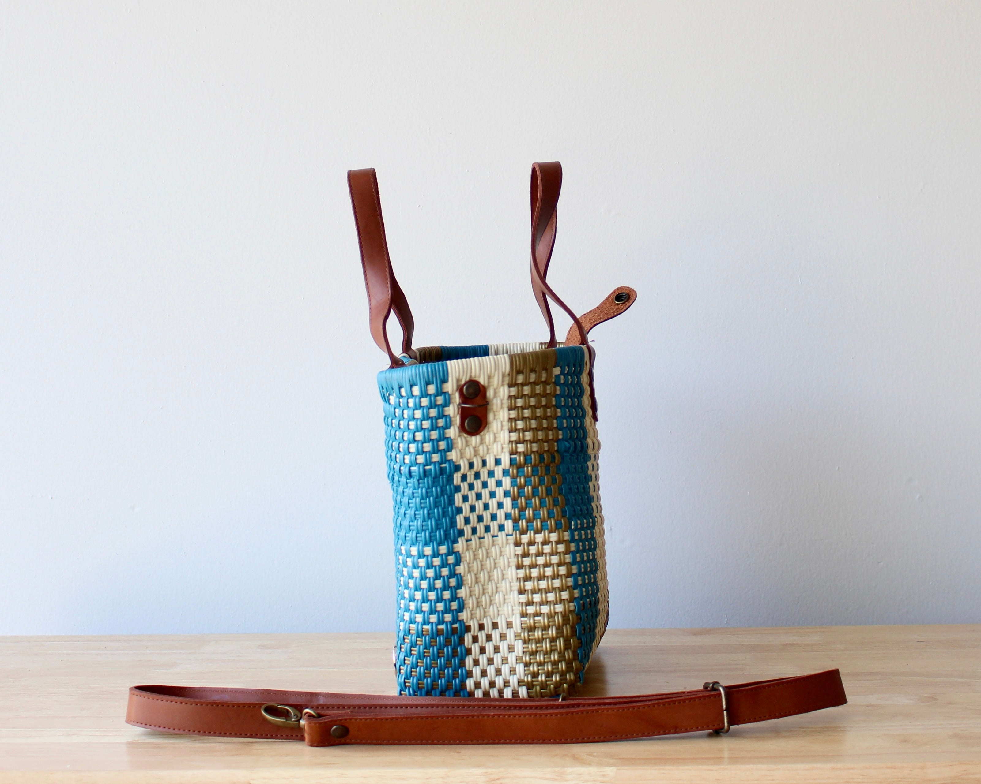 Ocean Blue & Gold Handwoven Purse by MexiMexi