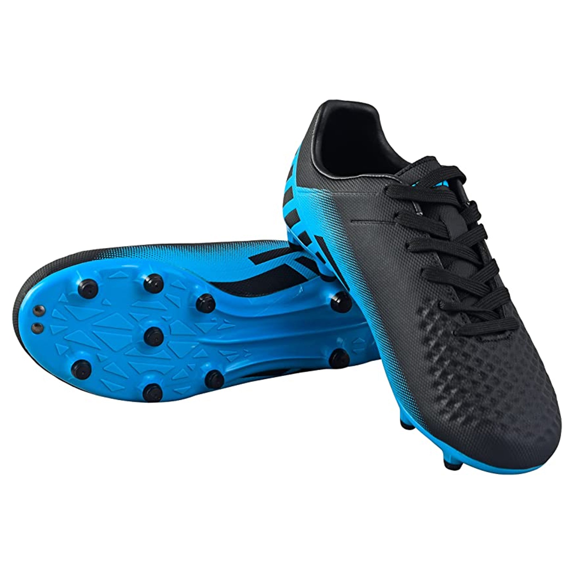 Santos JR. Firm Ground Soccer Shoes -Black/Sky Blue