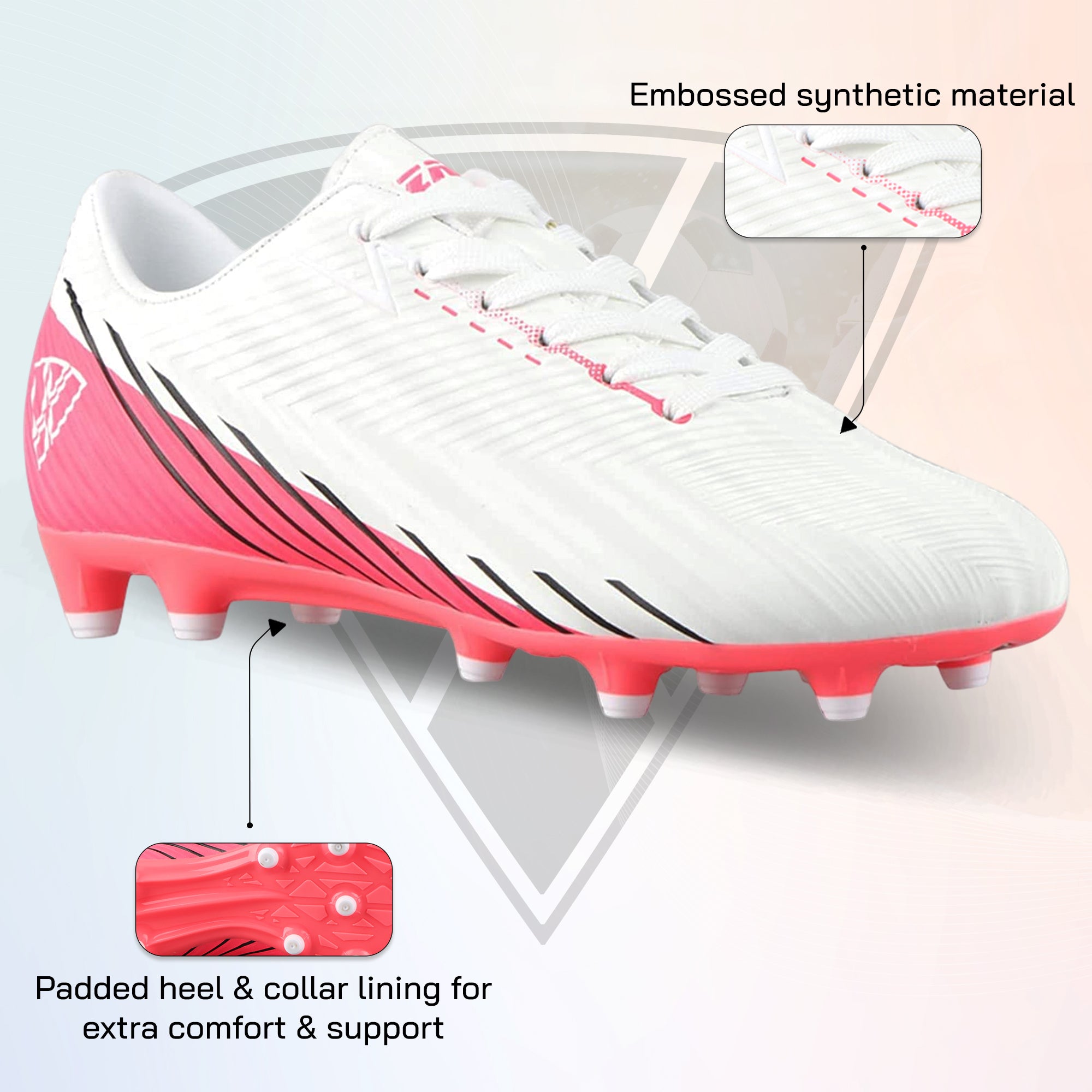 Tesoro Junior Firm Ground Soccer Cleats - White/Pink