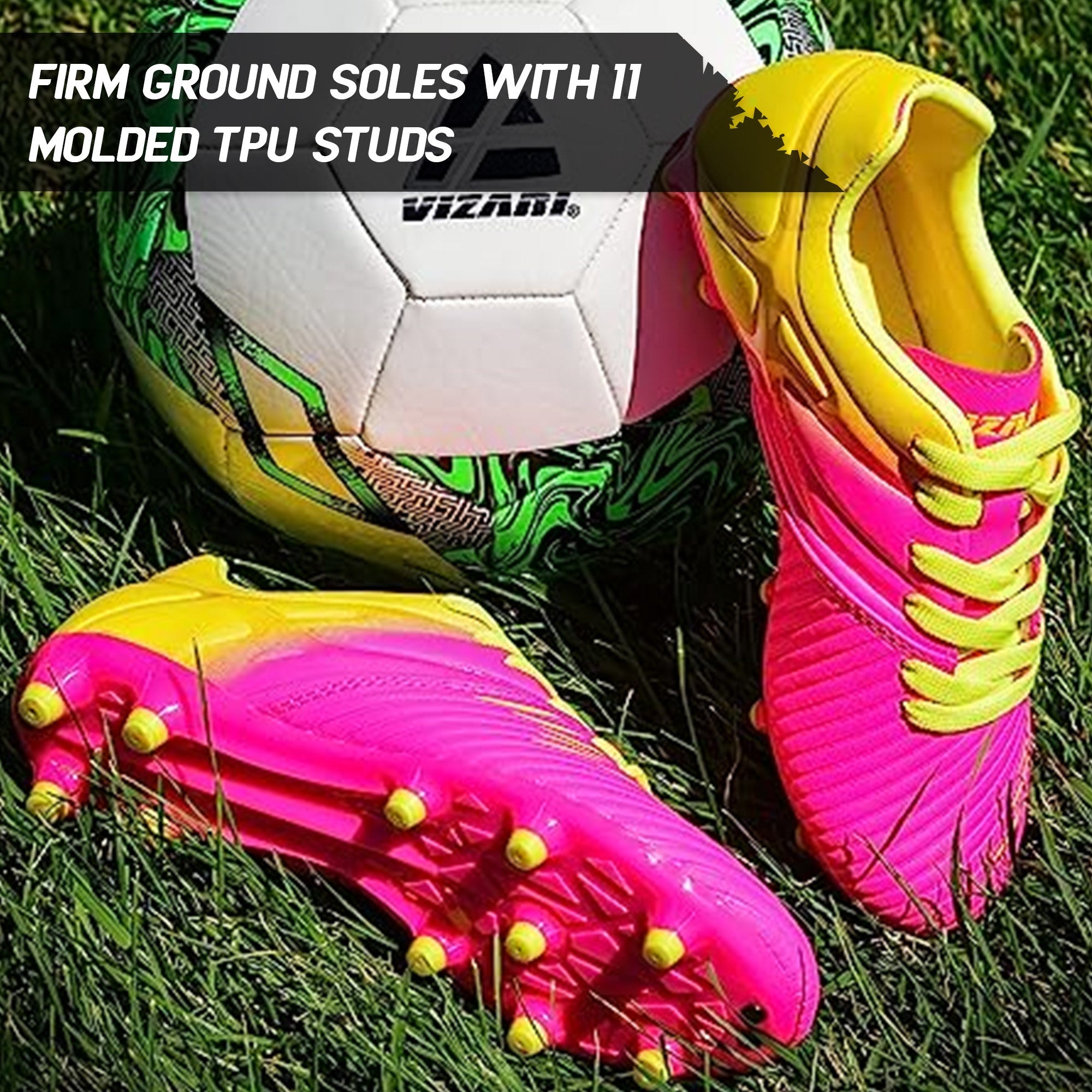 Liga Firm Ground Soccer Shoes -Pink/Yellow