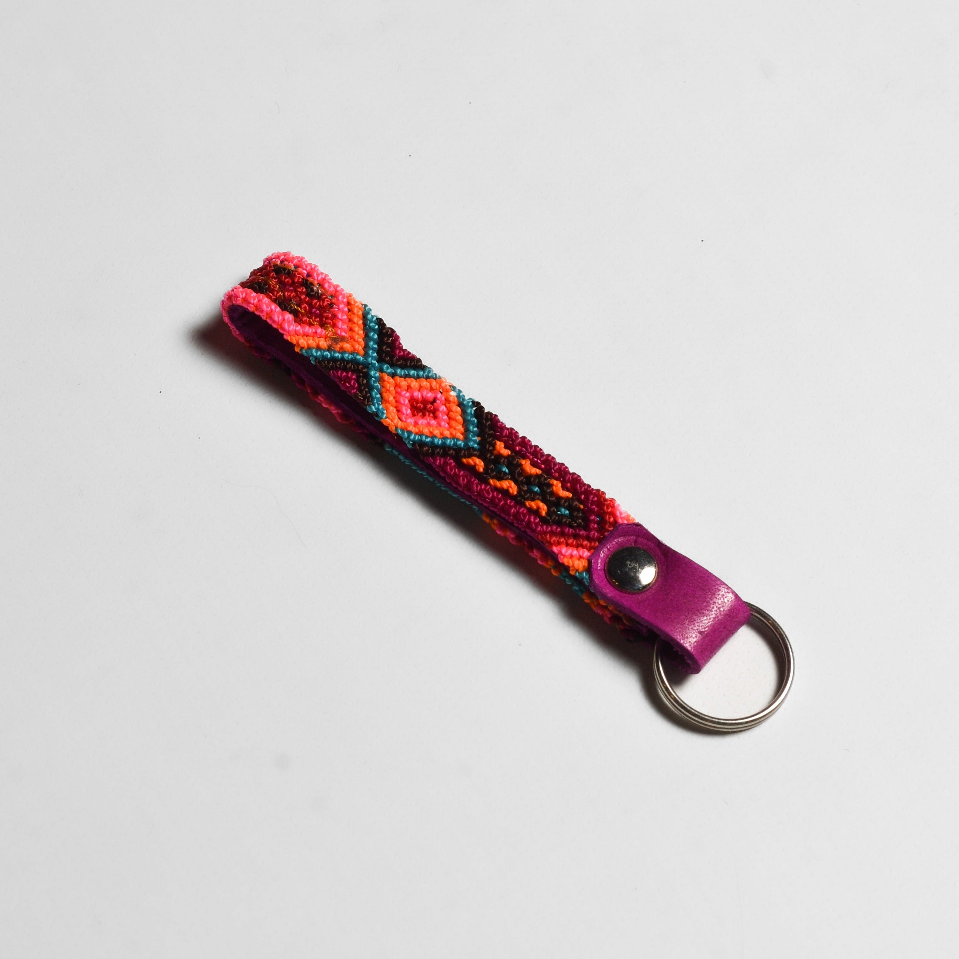 Friendship Macrame Woven Leather Loop Key Chain - Mexico