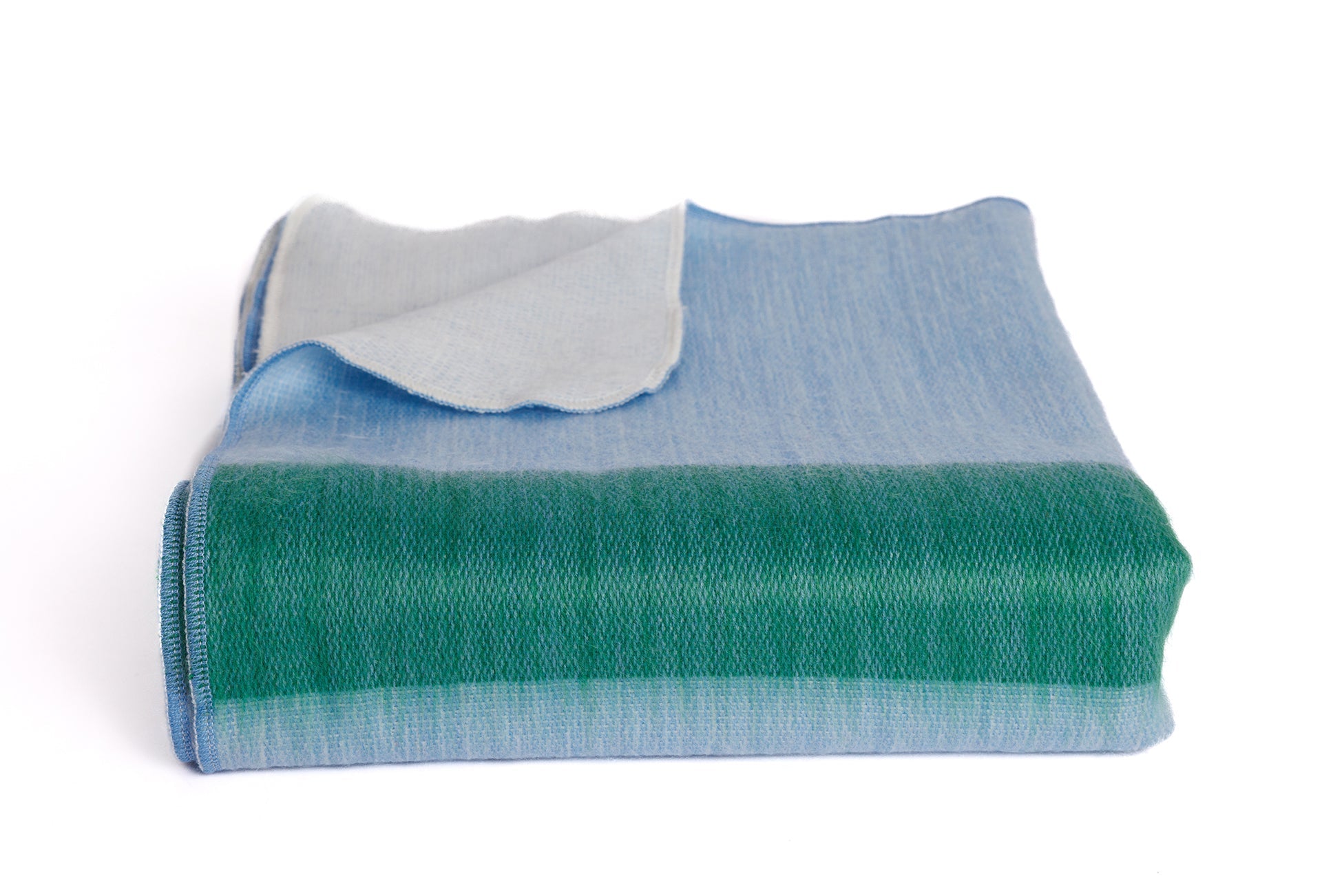 Kani Collection - Handwoven Reversible Powder Blue & Green Alpaca Throw Blanket From Ecuador