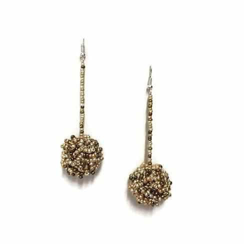 Luna Seed Bead Dangly Ball Earrings - Guatemala