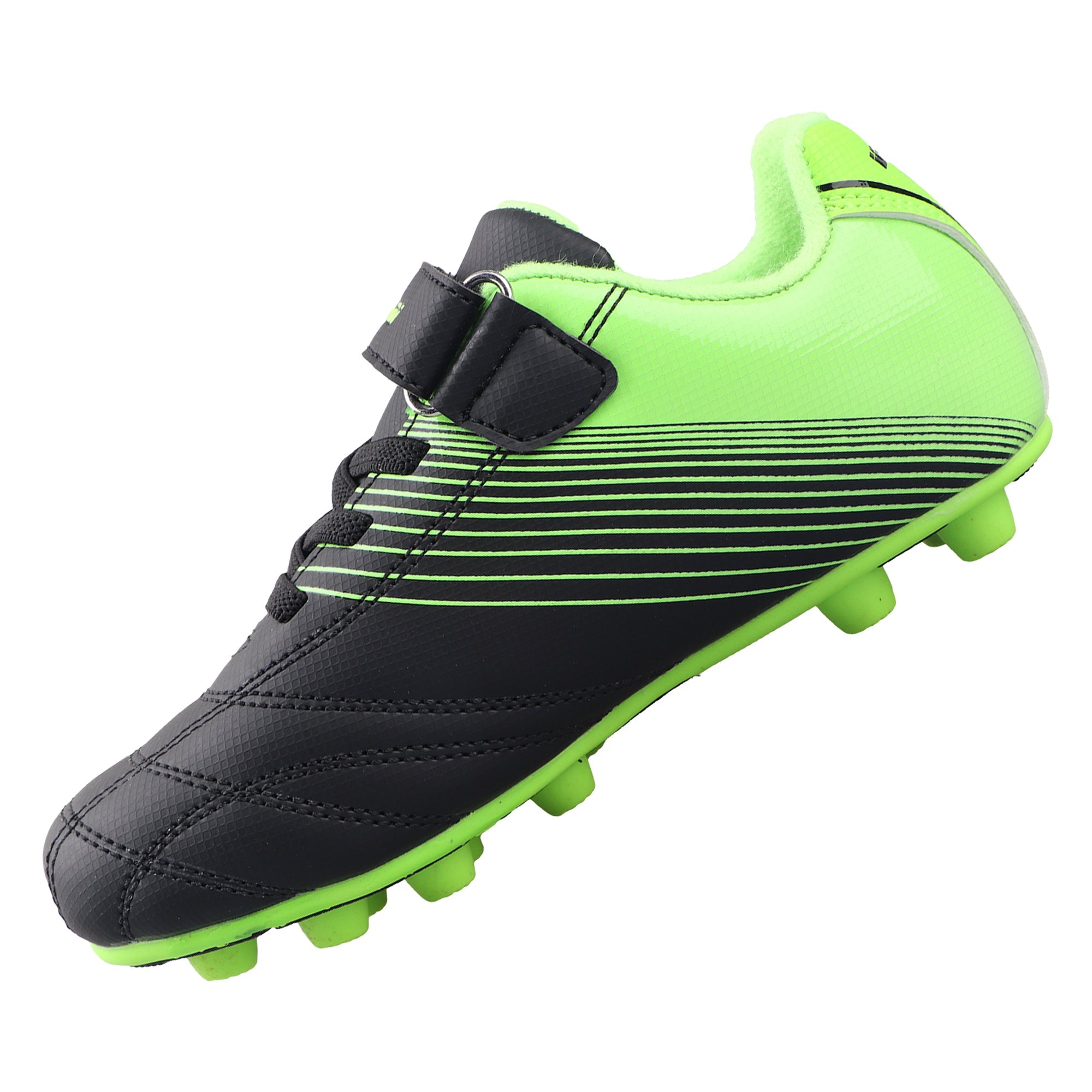 Loma Velcro Firm Ground Soccer Cleats - Black/Green