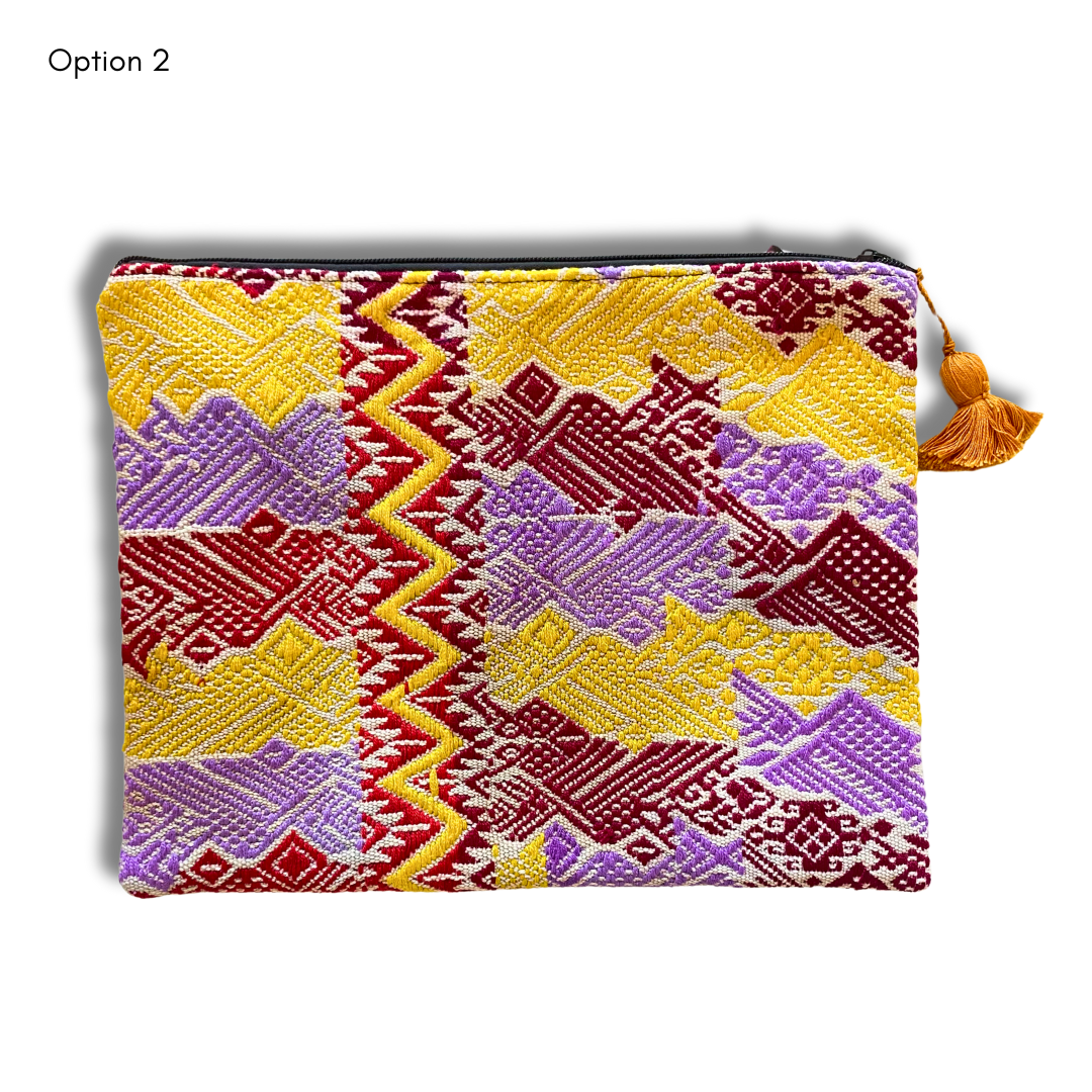 Neceser Maya (2XL) de huipil reciclado único - Guatemala