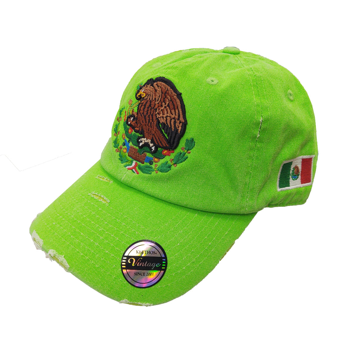 Sombreros Vintage de México con Bandera y Escudo Mexicano Sombrero Verde Neón