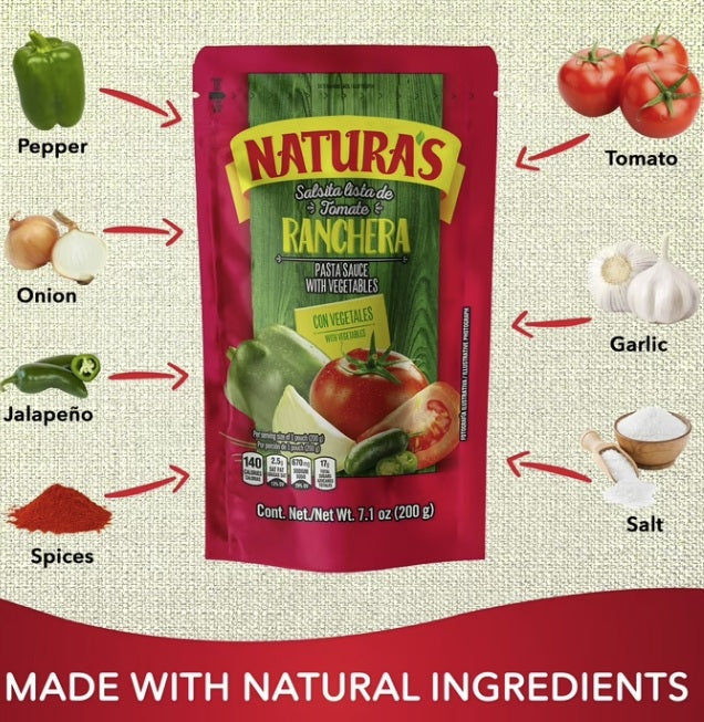 Natura's Pasta Sauce, Ranchera 7.1 oz (1 Pack)