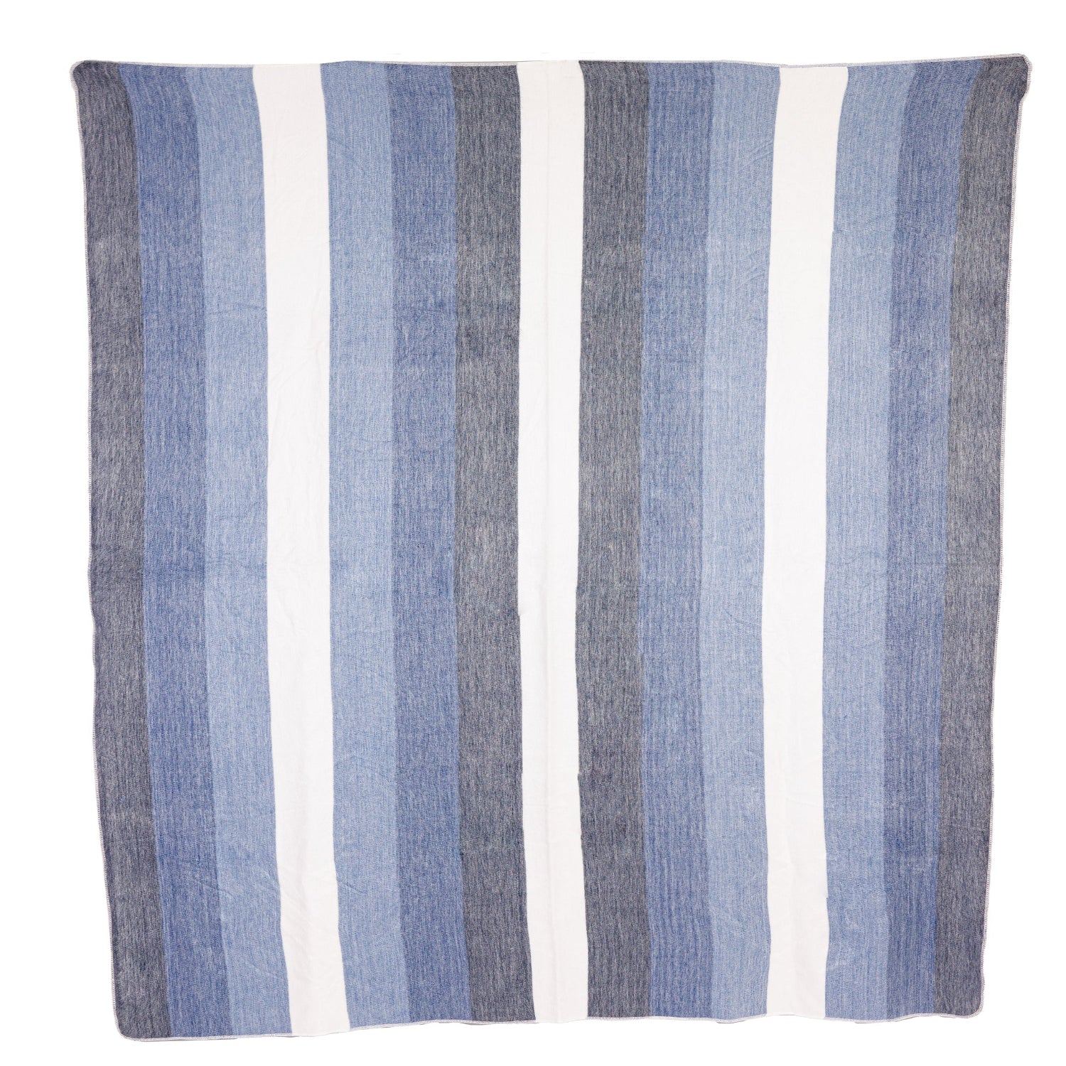Nawi Collection - Handwoven Alpaca Throw Blanket from Ecuador - Denim Blues, Light Black & Cream