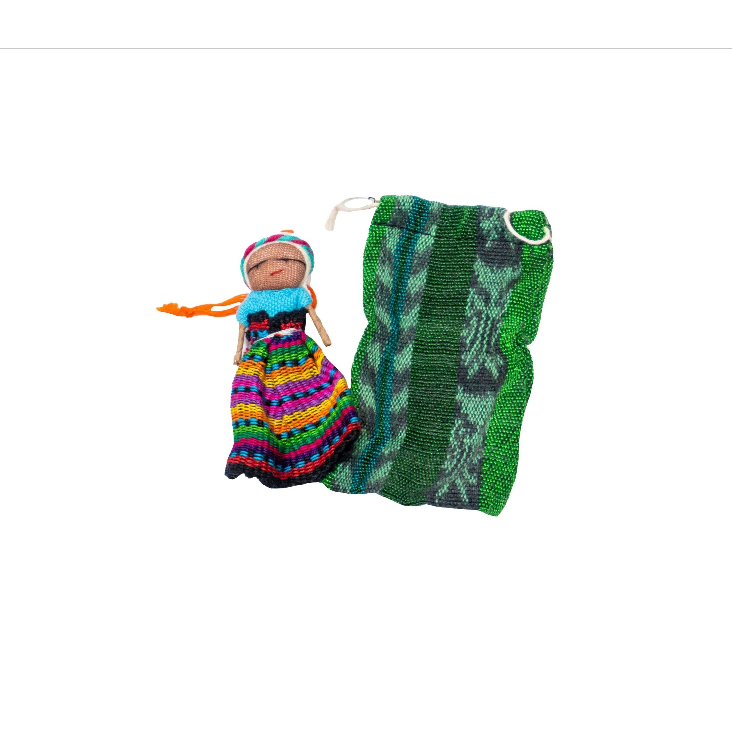 Muñeca quitapesares con bolsa de regalo + historia - Guatemala
