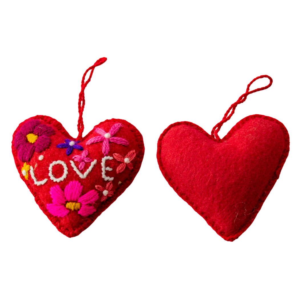 Adorno artesanal bordado de Corazón de amor - México