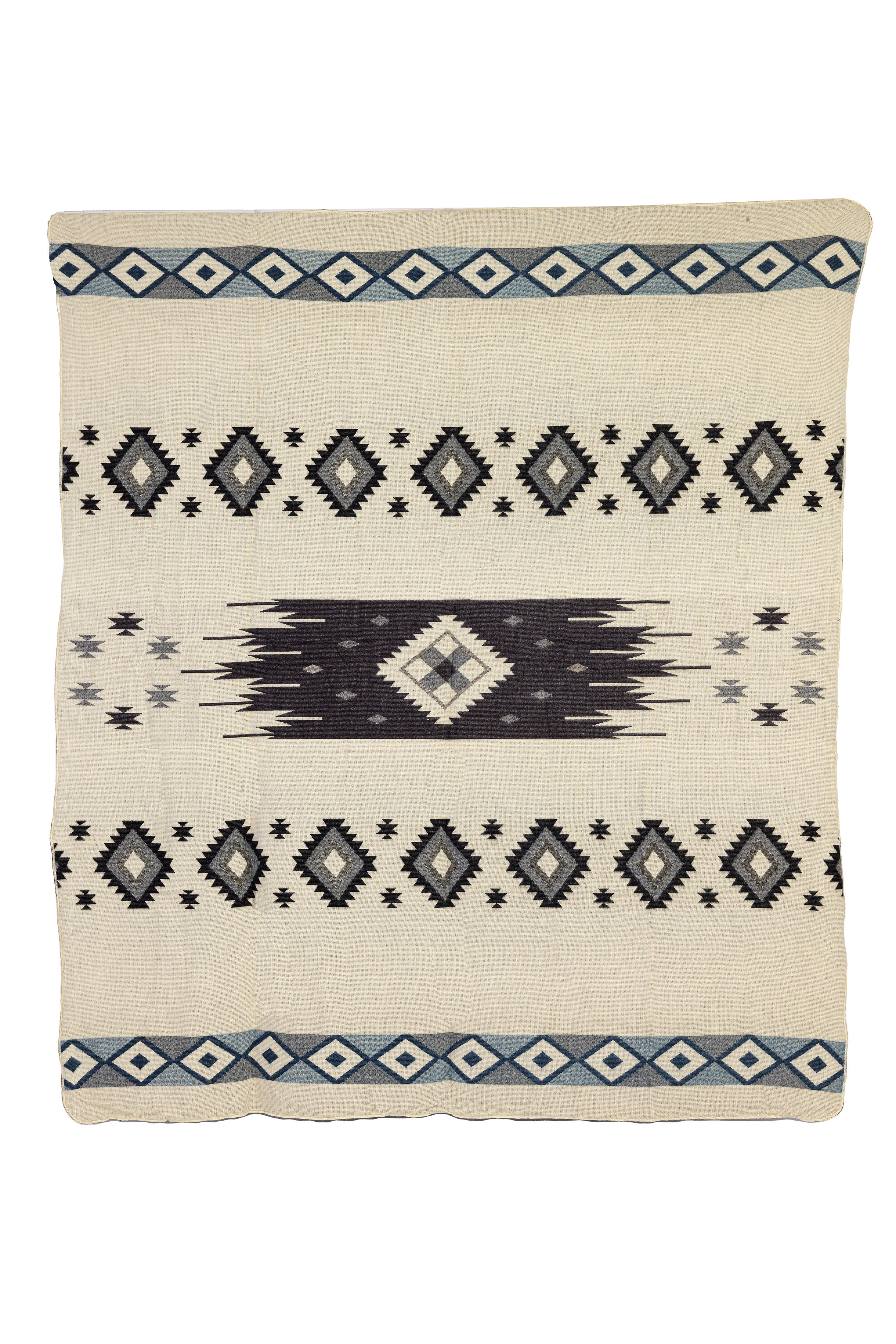 Yachana Collection - Handwoven Diamond Dark Blue Gray & Black Alpaca Throw Blanket From Ecuador