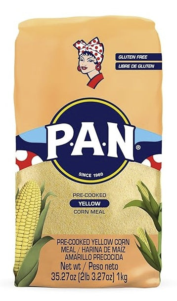 P.A.N. Yellow Corn Meal – Pre-cooked Gluten Free and Kosher Flour for Arepas (2.2 lbs)