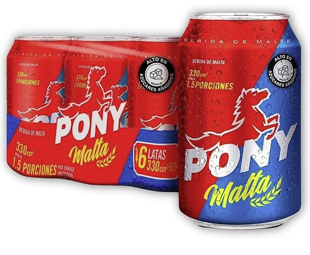 PONY Malta Bebida sin Alcohol - 330 ml - 11.61 Oz (Six Pack)