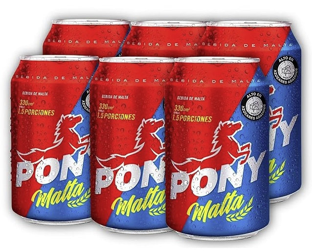 PONY Malta Bebida sin Alcohol - 330 ml - 11.61 Oz (Six Pack)