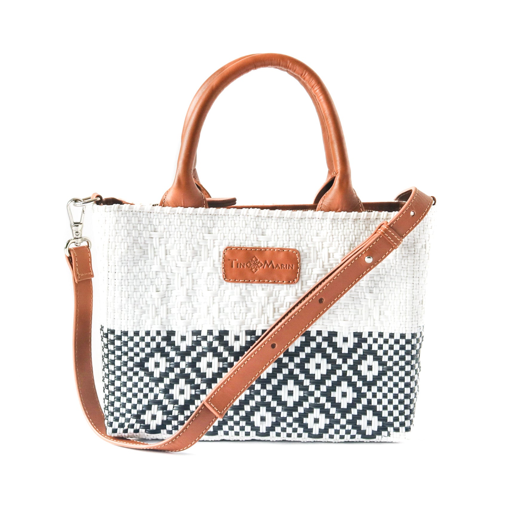 Bolso cruzado pequeño tejido blanco Tin Marin