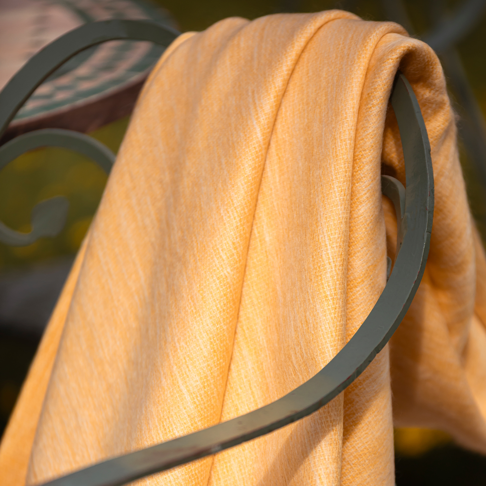 Kani Collection - Handwoven Reversible Daffodil & White Alpaca Throw Blanket From Ecuador