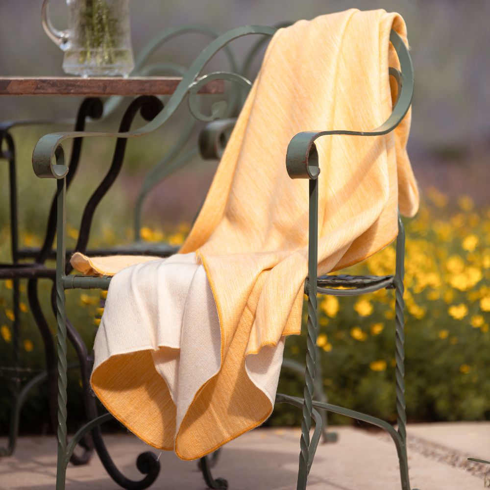 Kani Collection - Handwoven Reversible Daffodil & White Alpaca Throw Blanket From Ecuador