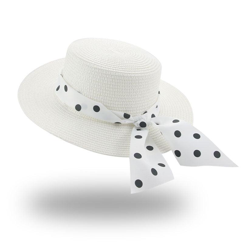 Elegant Adult Bucket Hat Beach Summer Straw Hats for Women Beach Sun Straw Hat Wide Luxury Comfortable Hat Flat Top Ribbon Bowknot Elegant Luxury Women Summer Hat 56-58cm