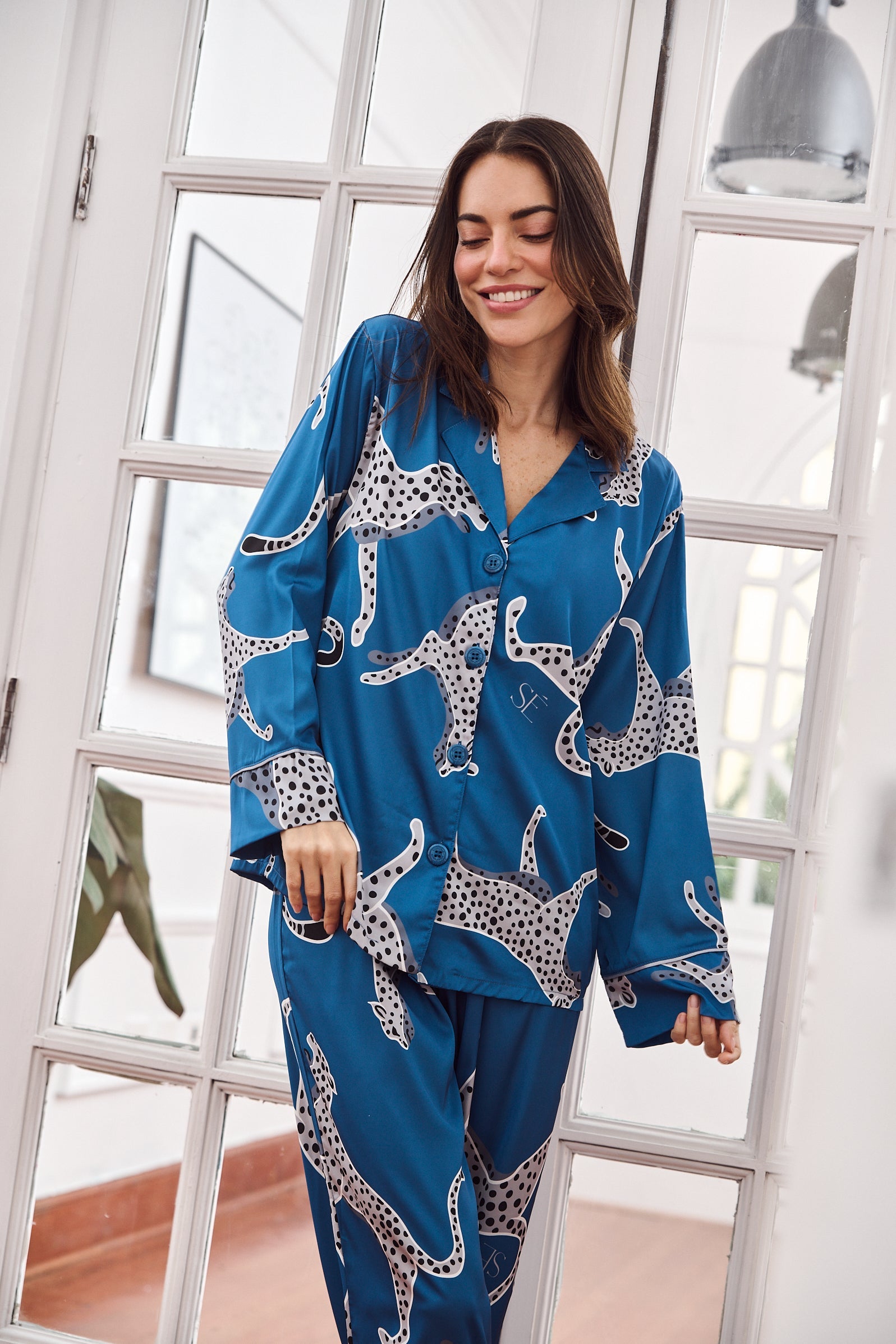 Conjunto de pijama de seda lavable - Savannah Sky