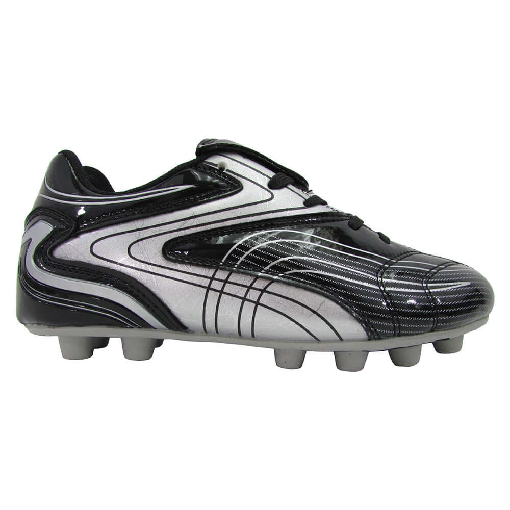 Youth Striker Firm Ground Soccer Shoes -Black/Silver