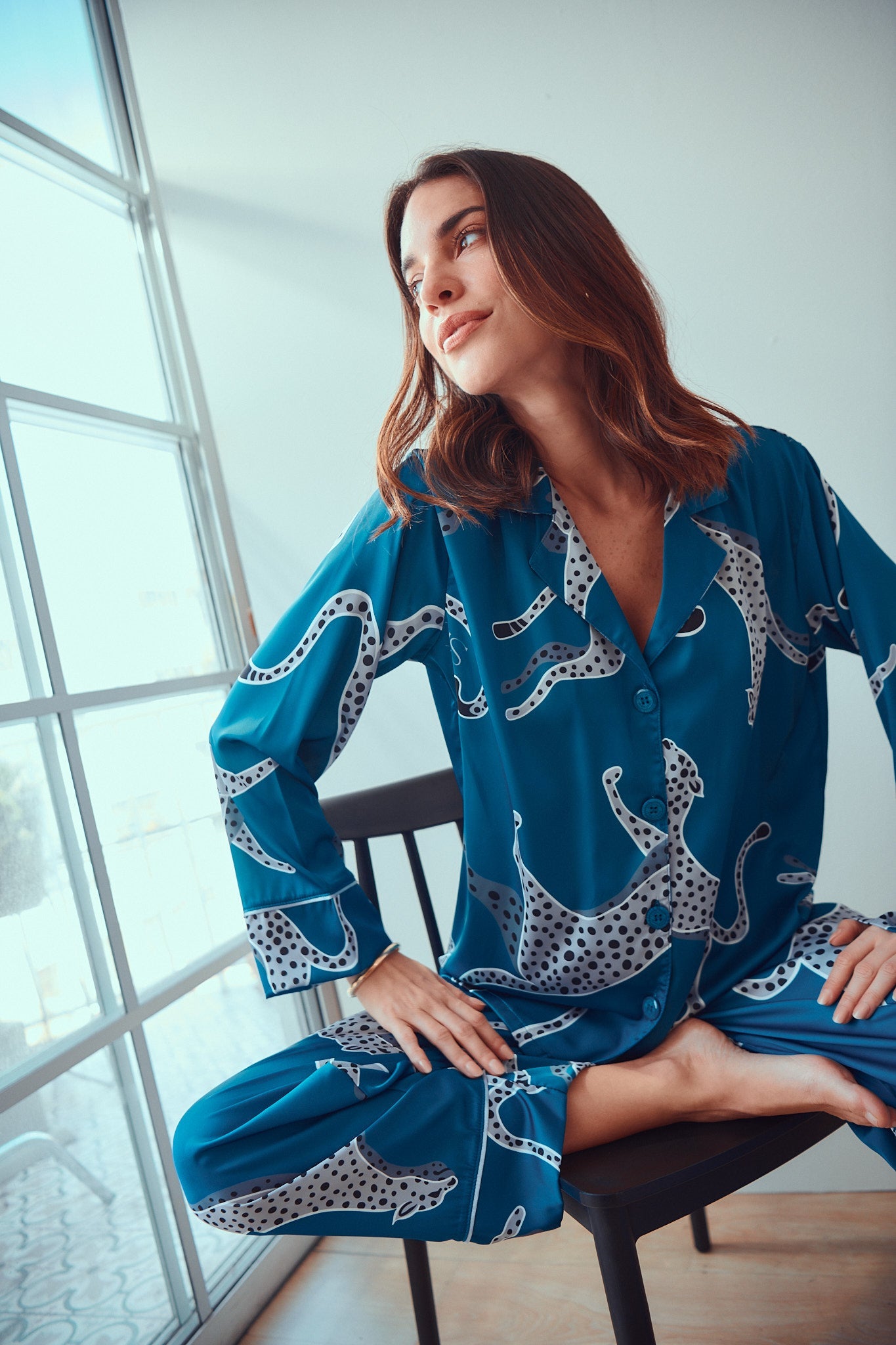 Conjunto de pijama de seda lavable - Savannah Sky