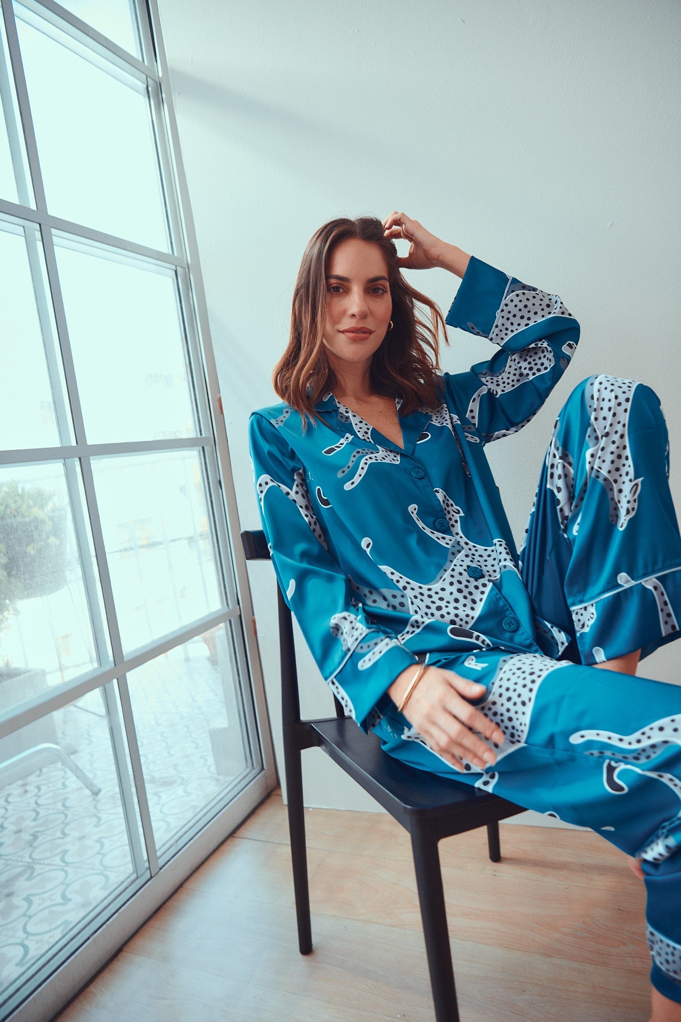 Conjunto de pijama de seda lavable - Savannah Sky