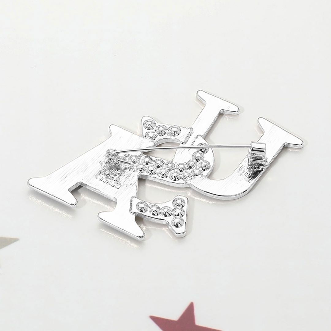 Stone Paved Enamel USA Pin Brooch