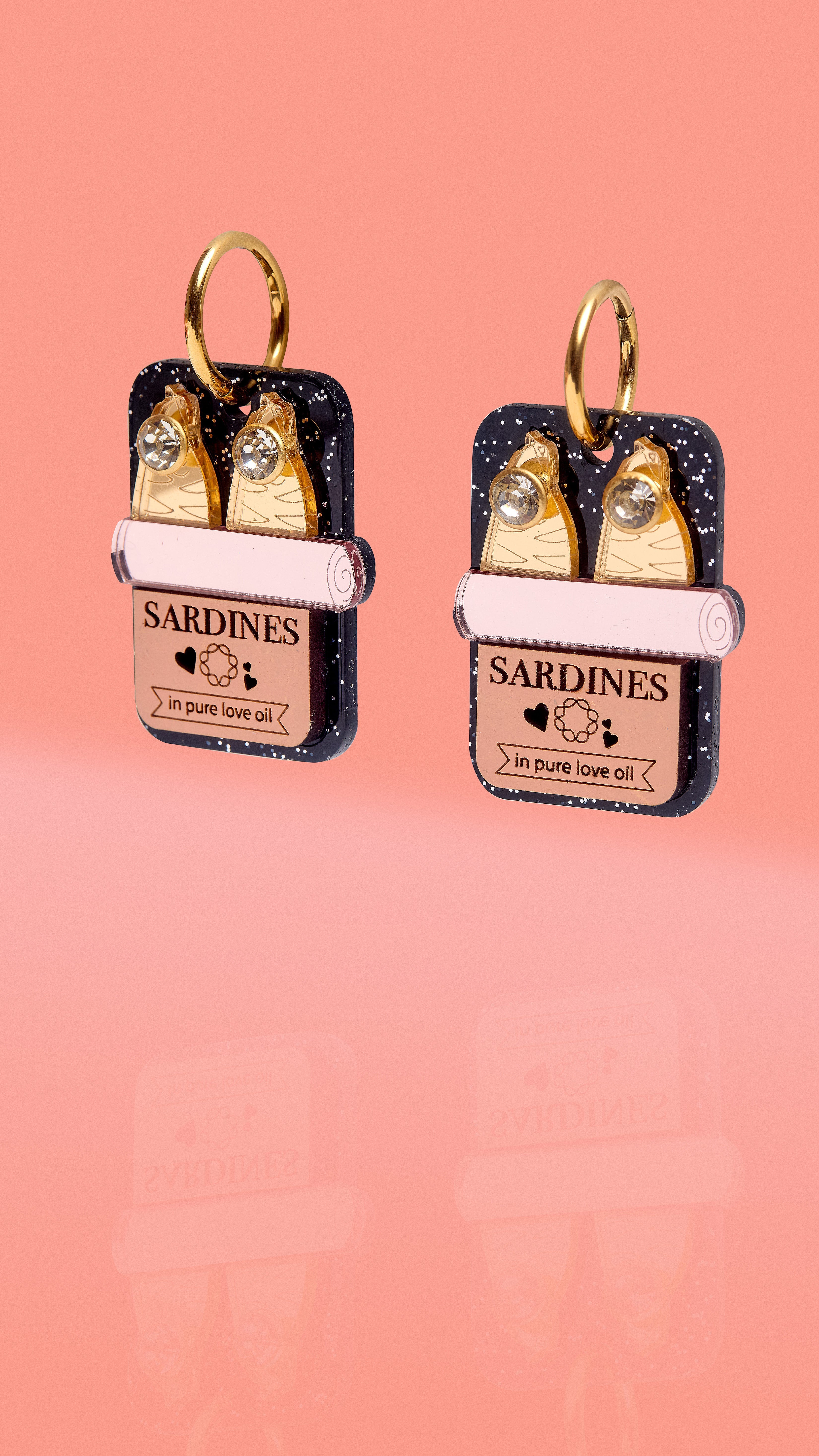 Pendientes de Aro Sardine Can Negro Galaxia + Dorado + Oro Rosa