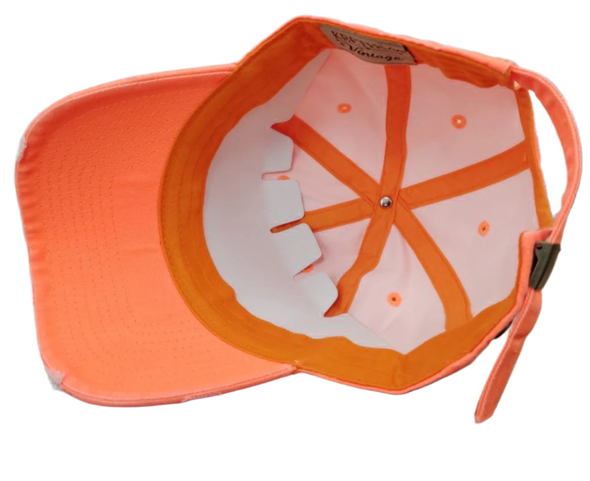Gorras Naranjas Neón con Escudo Dominicano Vintage Ajustables