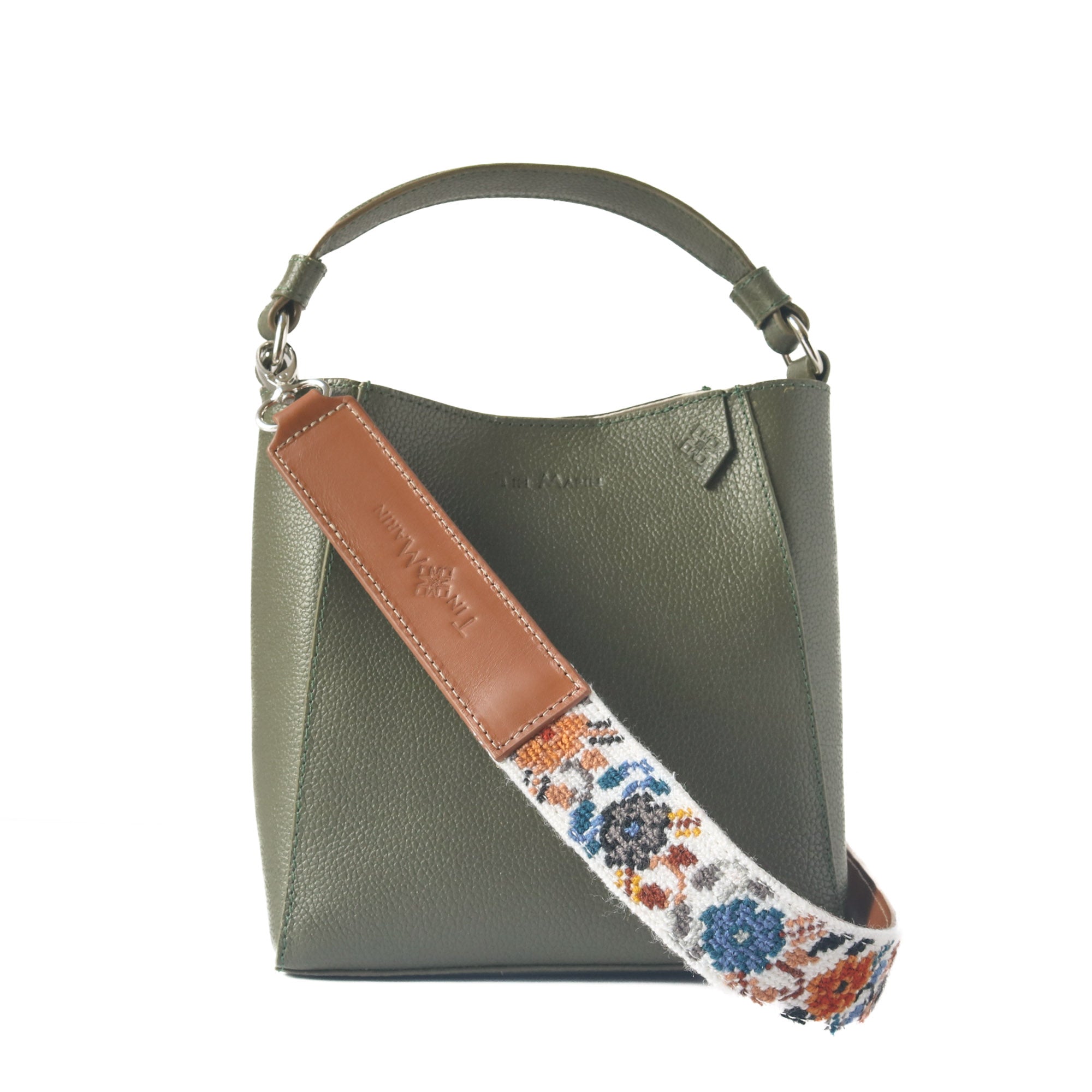 Correa de Bolso Tejida Mai - Flores con Cuero
