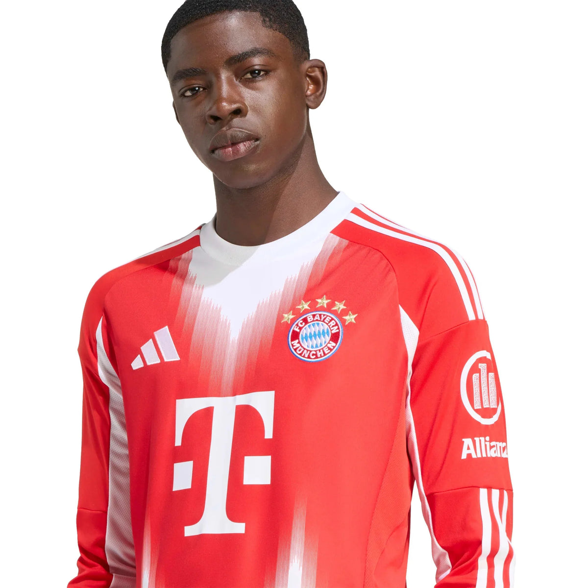 adidas 2025-26 Bayern Munich Men's Stadium Home Long-Sleeve Soccer Jersey