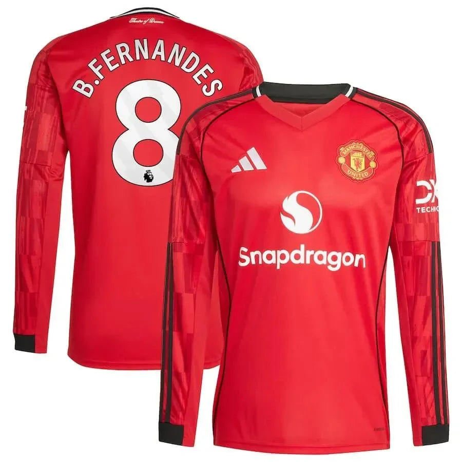 adidas 2025-26 Manchester United Men's Stadium Home Long-Sleeve Soccer Jersey