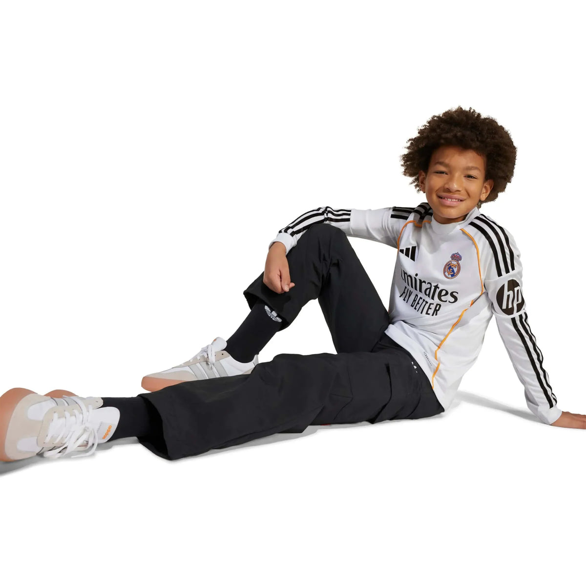 adidas 2025-26 Real Madrid Youth Stadium Home Long-Sleeve Soccer Jersey