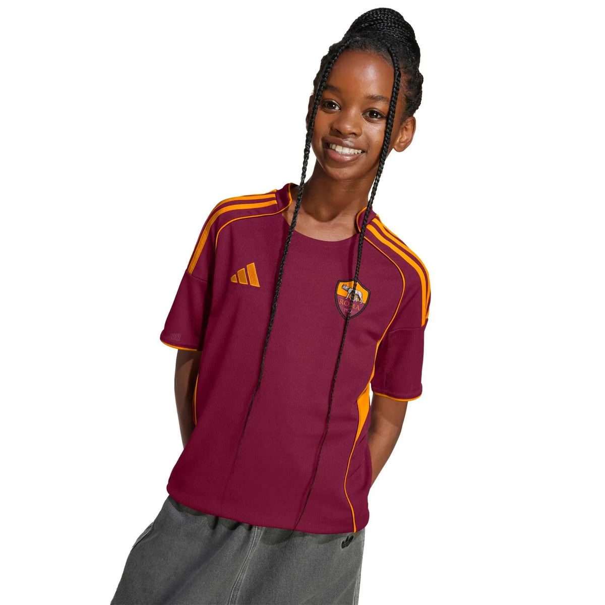 adidas 2025-26 Roma Youth Stadium Home Soccer Jersey