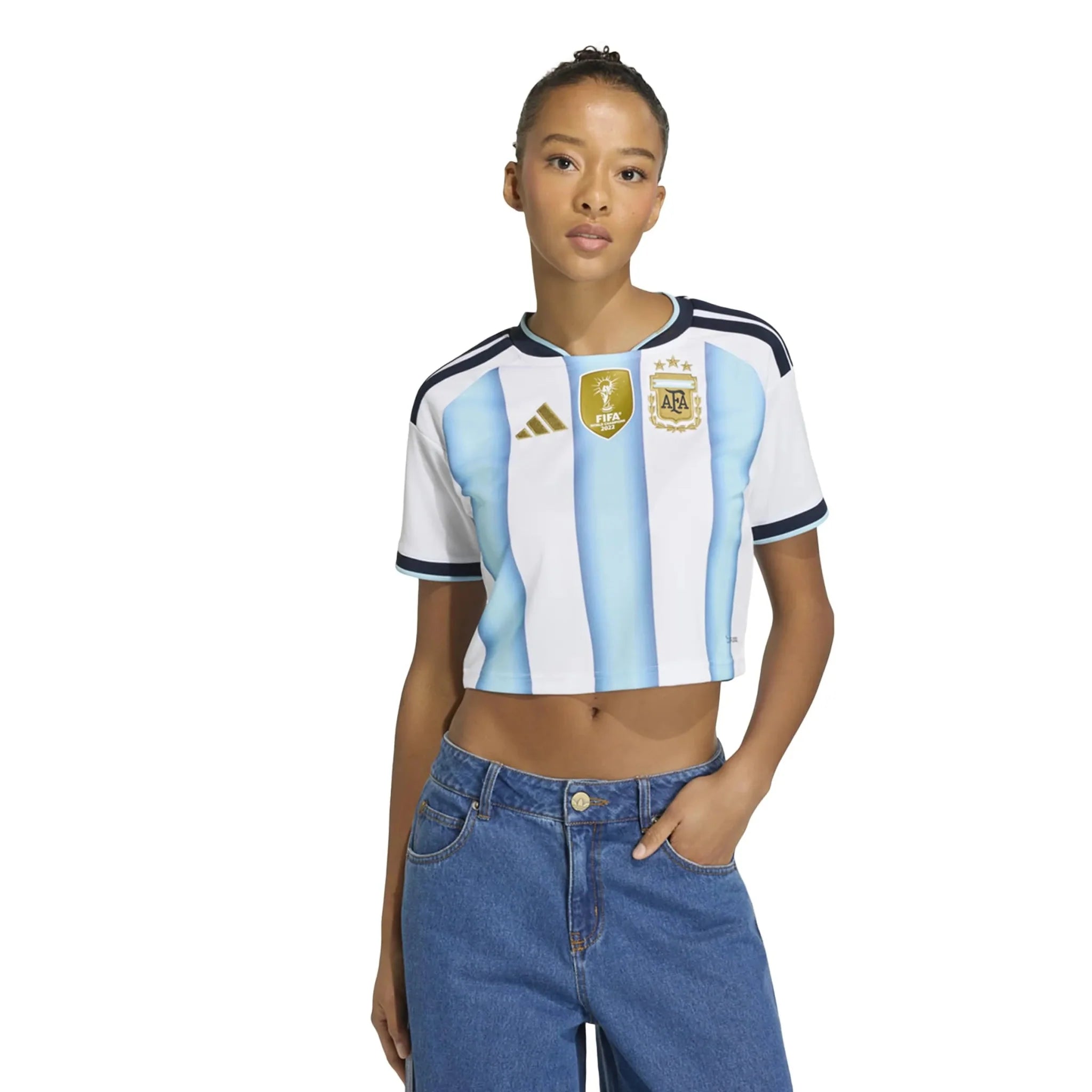 adidas 2026 Argentina Women's Stadium Home Cropped Soccer Jersey