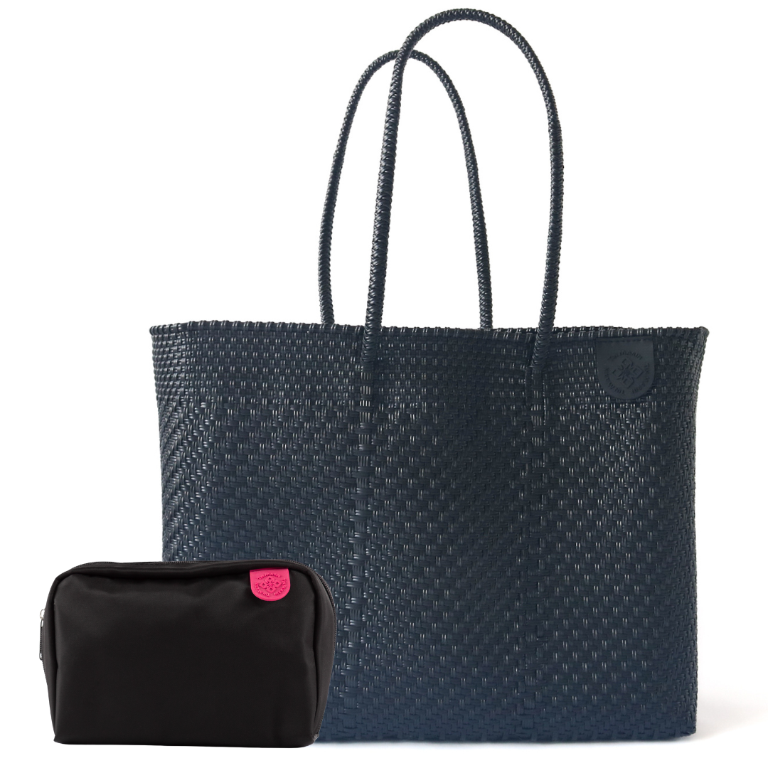 All Black Woven Super Tote